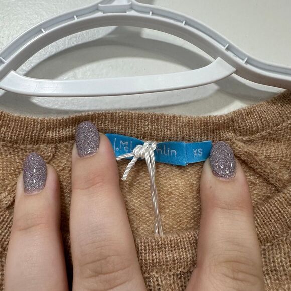 J Mclaughlin Womens Jamey Pullover Sweater Cashmere Tan Knit Long Sleeve Crew XS - Picture 2 of 8